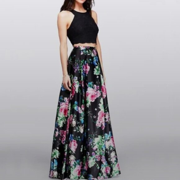Blondie Nites Formal Maxi Length Floral Prom/Evening Full Skirt - Picture 1 of 12